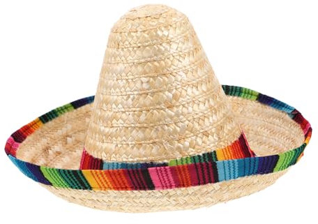 Holibanna Chapeau Sombrero en Paille pour Enfants Et Adultes Chapeau De Fête Mexicain Décorations De Fête Costumes De Chat Beige 43 Cm