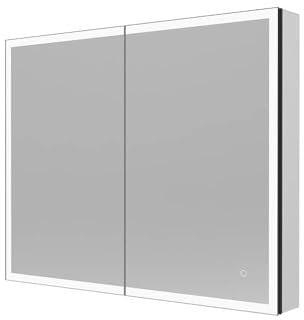 Home Deluxe Armoire de Toilette LED Eve Noir 100 x 80 cm I Armoire de Toilette LED avec Prise électrique, Armoire de Toilette de Salle de Bain avec éclairage et Prise électrique, Armoire de Toilette