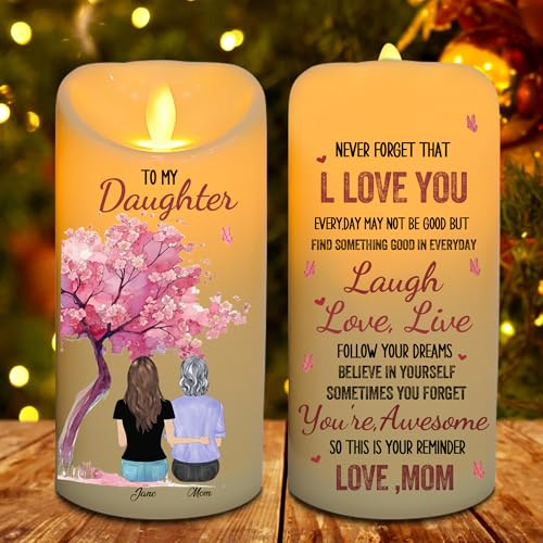 NOONATIVE to My Daughter Candle,Personalized Custom LED Flameless Candle with Name Portrait,Gift for Daughter