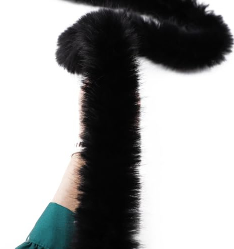 Vayliro 10m Kunstfell Band Breite 6cm Kunstfuchspelzband Dekoband Kunstfell Bordüre Plüschband Kunstpelz Pelzband zum Basteln Für DIY Nähen Handwerk Kleidung Weihnachtsdekorationen,Schwarz