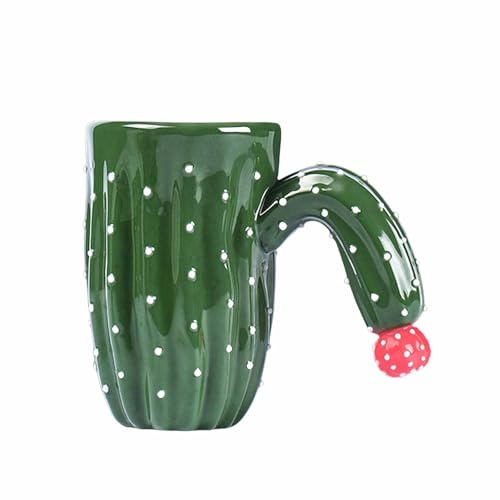Grüne Keramik-Kaktus-Tasse – Neuheit Pflanze Kaffeetasse, kreative Heißgetränkebecher, einzigartiges Trinkzubehör für Kaffee und Milch, für Kaktusliebhaber