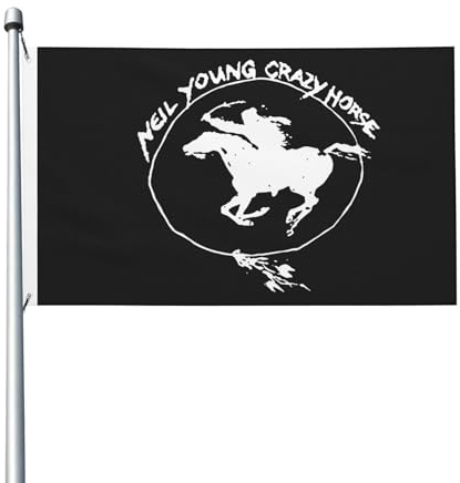 Young Rock Band Neil Crazy Horse Banner Zweiseitig bedruckte Flagge Leichte Flagge Dekorative Außenflagge Werbeflagge
