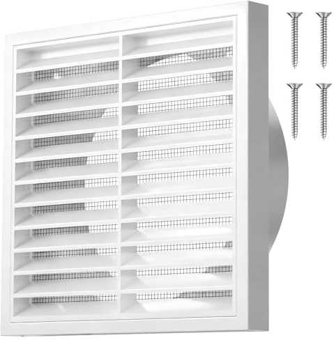 Rejilla Ventilacion 100mm,Rejilla de Ventilación con Malla Fina | Rejilla Ventilacion Rectangular,Blanco,Adecuado para Aires Acondicionados,Garajes y Conductos de Entrada de Aire