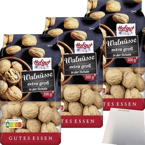 usy Bundle für Hofgut Walnüsse in Schale 3er Pack (3x500g Beutel) + usy Block