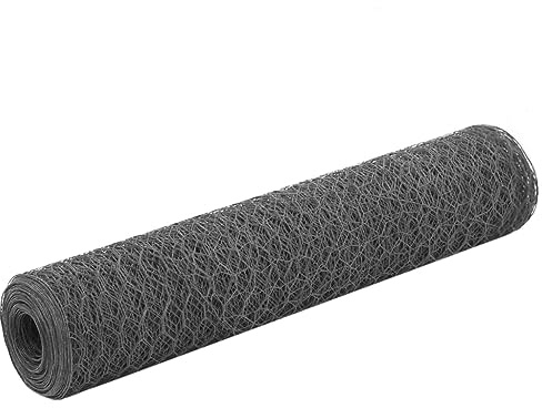 QJBSAVVA Grauer PVC Maschendrahtzaun 25 x 0,75 m Stahl Draht zaun 36 mm Maschenweite für Garten Hühnergehege Kaninchen Volieren wetterfest flexibel