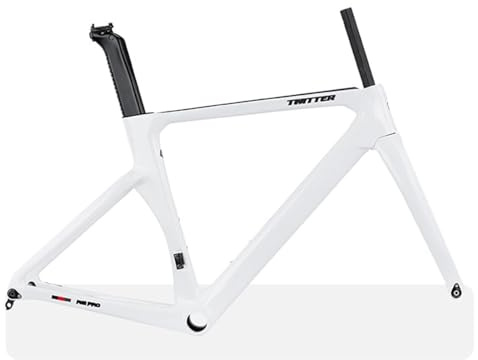 HZXQCVB 700C Carbonfaser Gravel-Bike-Rahmenset 46/48/50/52/54cm Scheibenbremse Rennradrahmen Steckachse Vorne 12 × 100mm Hinten 12 × 142mm Interne Kabelführung(White,56cm)