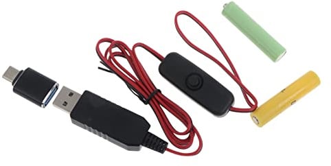 SkyPOOU Typ-C/USB auf 3V Netzteil Batterieadapterkabel mit Schalter ersetzen Batterien für Fernbedienung Spielzeug Lampe USB Stromwandler Draht DC-Buck Batterieleitung für Elektronik