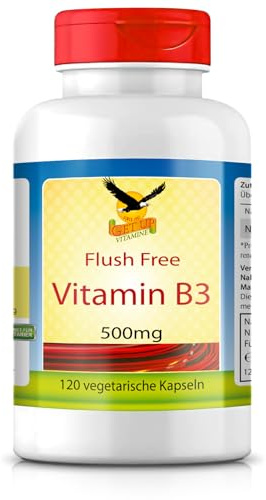 Get UP® Vitamin B3 Niacinamid 500 mg - 120 Kapseln (4 Monate) - hochdosiertes Nicotinamid, Nicotinsäureamid mit hoher Bioverfügbarkeit - flushfree, vegan & laborgeprüft