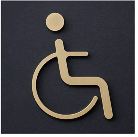 Messing-Toilettenschild-Set for Männer und Frauen in Gold, 2-teilig for Badezimmer, Hotel, Geschäft(Disabled)