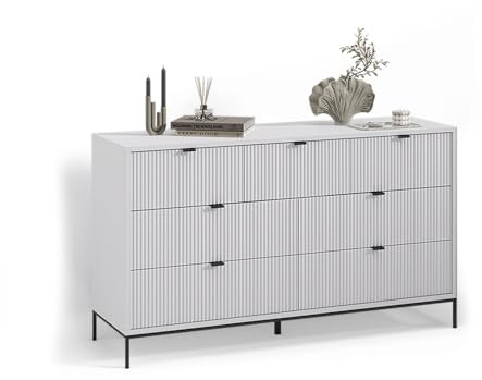 Livinity Sideboard Aterno, Weiß, 42 x 81 cm | mit 7 Schubladen