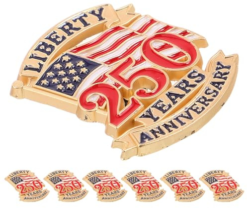 FRCOLOR Lot de 7 Épinglettes Commémoratives du 250e Anniversaire des États- en Métal Émaillé, Insignes Patriotiques Multicolores pour Fête Nationale, Accessoires de Célébration