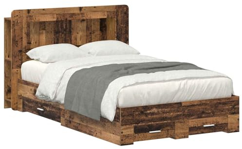 vidaXL Bettgestell mit Stauraum Altholz 120 x 190 cm Holzwerkstoff, Moderner Bettgestell, praktischer Stauraum, schickes Schlafzimmer-Upgrade, Holz, platzsparende Lösung