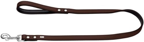 HUNTER BASIC Führleine für Hunde, beschichtetes Spaltleder, Kunstleder, Handschlaufe, witterungsbeständig, 1,3/110 cm, braun