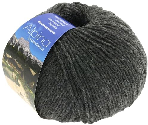 LANA GROSSA Alpina | Landhauswolle und Trachtengarn, waschmaschinenfest | Handstrickgarn aus 80% Schurwolle & 20% Polyamid | 100g Wolle zum Stricken & Häkeln | 210m Garn 6