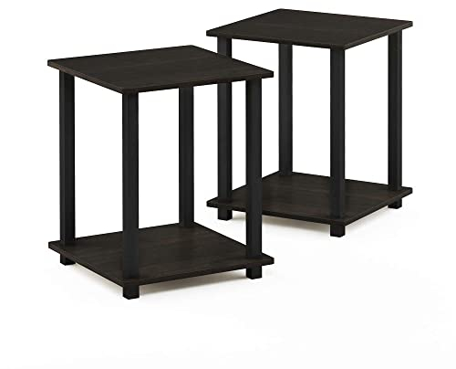 Furinno Simplistic Table de Bout, Bois, Expresso, ensemble de 2, Pvc, Espresso/Noir, Set Of 2