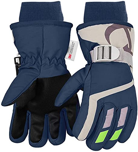 7-Mi Kinder Winter warm wasserdicht Handschuhe für Skifahren/Snowboarden/Radfahren/Reiten Outdoor-Aktivitäten Kinder Fäustlinge am besten für 4 to 6 Jahre Jahre alt Navy