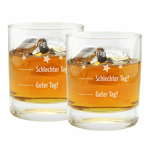 4youDesign SET 2 Stück Whiskygläser Motiv Guter Tag, Schlechter Tag, Frag nicht! Stimmungsglas, Geschenk für ihn Geschenkidee Mann, Freund Bruder,Onkel
