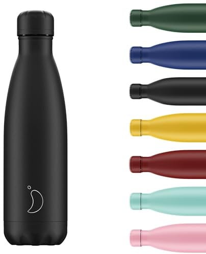 Chilly´s Unisex – Erwachsene Monochrome Trinkflasche, Schwarz, 1800ml