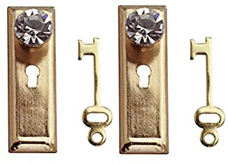 Dolls House Crystal Classic Handles Knobs with Keys Miniature Door Furniture