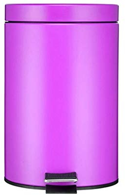 WYRKYP Runder Mülleimer, Haushalt Solid Color Treteimer Lila Orange 12 Liter Küche Mülleimer Indoor/Outdoor Mülleimer,Lila,12L