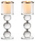 Sziqiqi Support pour Bougies Piliers en Cristal, 2 Chandelier Bougeoir en Verre Transparent, Moderne Candélabre Photophore pour Table Deco Salon Noel Maison Cadeaux de Mariage, Argenté