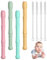 Vicloon Beißring Baby, 8-Teiliges Set Beißröhrchen Silikon, 4 Stück Zahnungshilfe +4 Stück Reinigungsbürste für Baby 6-12 Monate Sensorisches Kauen Molar Spielzeug(Round head)