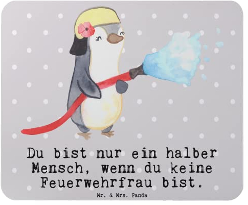 Mr. & Mrs. Panda Mauspad Feuerwehrfrau Herz - Geschenk, Kollege, Brandschutz, Mitarbeiter, freiwillige Feuerwehr, Designer Mauspad, PC Zubehör,
