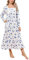 Soft Nightgowns for Women Knit Cotton Victorian Long Sleeves Ladies Full Length Nightdress with Pokckets (Blue Rose, 2XL)