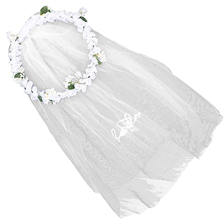 FRCOLOR Künstliche Blumenkrone Stirnband Mit Schleier Blumenkranz Für Braut Hochzeit Geburtstag Strandparty Foto Requisit Kopf Schmuck Blumen Blume
