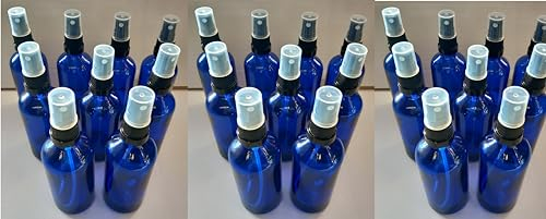 Vitali-Chi 27 botellas de cristal azul de 100 ml con atomizadores negros