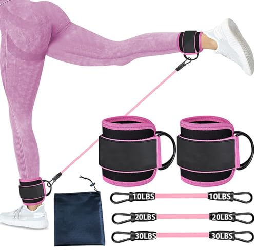 OhhGo Widerstandsbänder Set mit Knöchelriemen, Knöchel-Widerstandsbänder mit Manschetten, Po-Übungsgerät für Frauen Beine und Gesäßmuskeln für Heimtraining und Fitnesstraining
