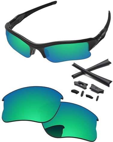 PapaViva Lentilles de rechange et kits de caoutchouc pour lunettes de soleil Oakley Flak Jacket XLJ OO9009 63 mm, vert émeraude, Flak Jacket XLJ