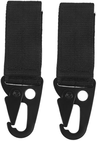 BUGUUYO 2Stücke Outdoor Taktisches Gurtband mit Aufhängeschnalle Multifunktionaler Karabiner und Adlerhaken in Schwarz Ideal für Camping und Outdoor Aktivitäten