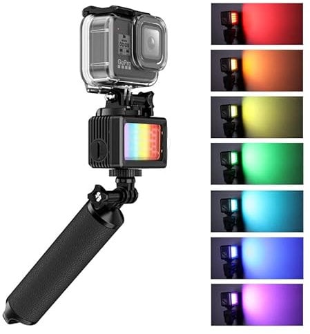 Sea frogs RGB-Video-Licht mit 3 kalten Schuhen, wasserdicht, 40 m, 360 Grad, Vollfarbe, tragbare Unterwasserlichter, kompatibel mit GoPro Hero 12/11/10/9 (SL-105-GO-KIT)