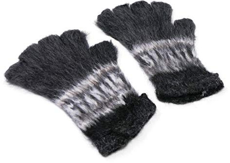 Tumia LAC 100% Alpaka Fingerlose Handschuhe - Handgefertigt in Bolivien - Dunkelgrau