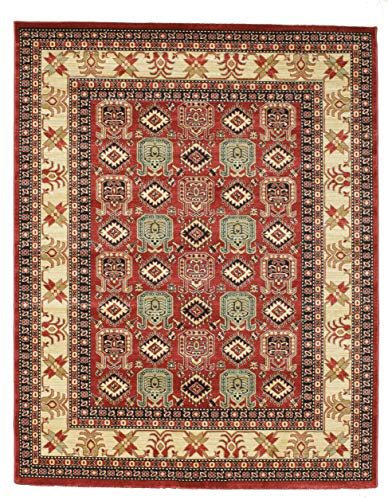 RugVista, Kazak Simav, Teppich, Mittelflor, 200 x 250 cm, Rechteckiger, Orientalisch, Oeko-Tex Standard 100, Polypropylene, Flur, Schlafzimmer, Küche, Wohnzimmer, Braun/Hellbraun/Gelb, Dunkelrot