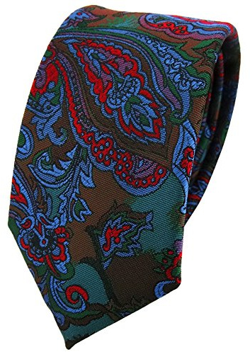 TigerTie - schmale Designer Krawatte in Paisley gemustert