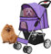 Flexzion Haustier-Kinderwagen (gepunktet), für Hunde und Katzen, Kleintiere, 4 Räder, faltbar, flexibel, leicht zu transportieren, für Jogging, Spazierengehen, Reisen, bis zu 13,6 kg, mit