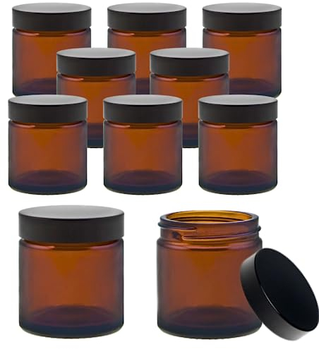 10 kleine Glastiegel/Salbentiegel/Cremetiegel aus Braunglas 60 ml inkl. Etiketten