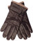 EEM Herren Lederhandschuhe, weiches italienisches Leder, Klettverschluss, Fleecefutter, Strickbündchen, dunkelbraun S