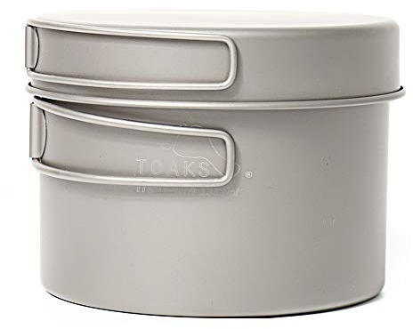 Toaks titanium outdoor camping pan, hiking cookware, backpacking cooking picnic bowl, pot pan set, 1300ml