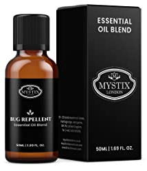 Mystix London | Bug Repellent Essential Oil Blend | 50ml | Citronella-based oils create a fresh lemony aroma with bright green outdoor notes.