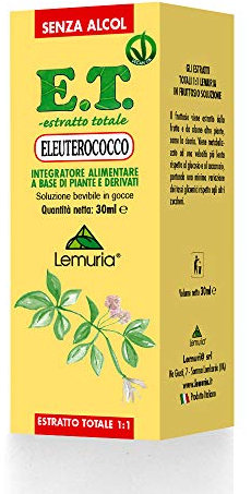 Lemuria - Eleuterococco E.T. - Favorisce Funzioni Cognitive e Memoria - Estratto Totale 1:1 Senza Alcol - Integratore Alimentare a Base di Piante e Derivati - 30 ml - Made in Italy