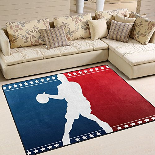 Use7 Basketball-Silhouette, Sport-Teppich für Wohnzimmer, Schlafzimmer, 160 x 122 cm