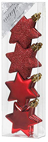 Weihnachtskugeln: Stern-Form 6 cm / 8 STK. in ROT bruchsicher für Weihnachten, Christbaumschmuck