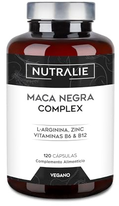Maca Negra Andina 32.000mg Potencia 20:1 + L-Arginina Zinc | B6 B12, Maca Peruana para Hombre y Mujer, 120 Cápsulas Black Maca Complex Nutralie