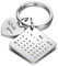 Porte-clés élégant - Cadeau d'anniversaire ou de mariage (personnalisable), Calendrier carré en forme de cœur, 22 mm x 22 mm x 15 mm