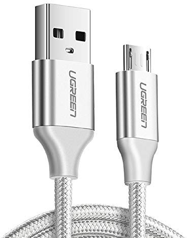 Câble USB 2.0 A Micro USB 2A-1.5M-NYLON-ARGENT - UGREEN