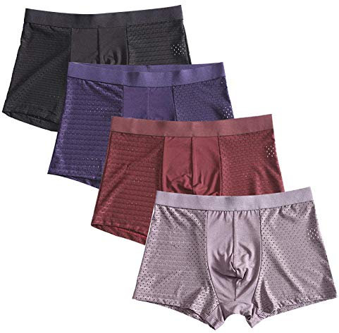 Slip Homme 4Pcs Fibre De Bambou Plus Shorts De Grande Taille sous-Vêtements Respirants 5XL 6XL 7XL 8XL-Une_5XL_4 Pièces