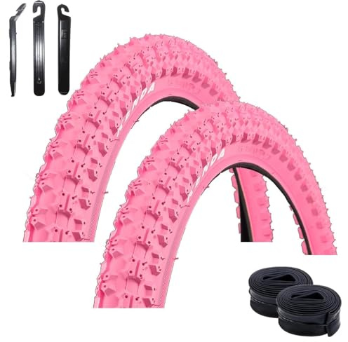 Kenda K-51 Lot de 2 pneus de vélo BMX 58-406 (20 x 2,25) + 2 chambres à air compatibles AV avec 3 démonte-pneus Rose